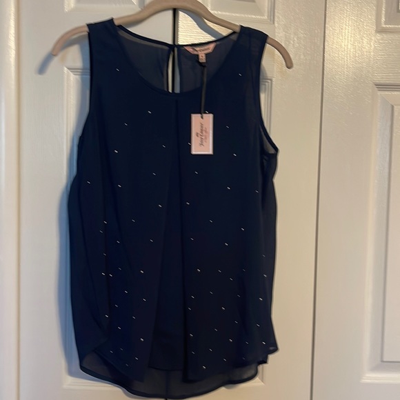 NWT Juicy Couture embellished sleeveless shirt in navy blue size Medium - Picture 1 of 10